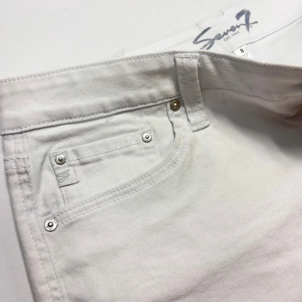 Seven7 White Denim‎ Weekend Shorts Raw Hem Coastal Summer Womens Size 8